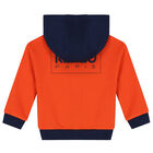 Younger Boys Orange & Navy Blue Logo Tracksuit, 1, hi-res